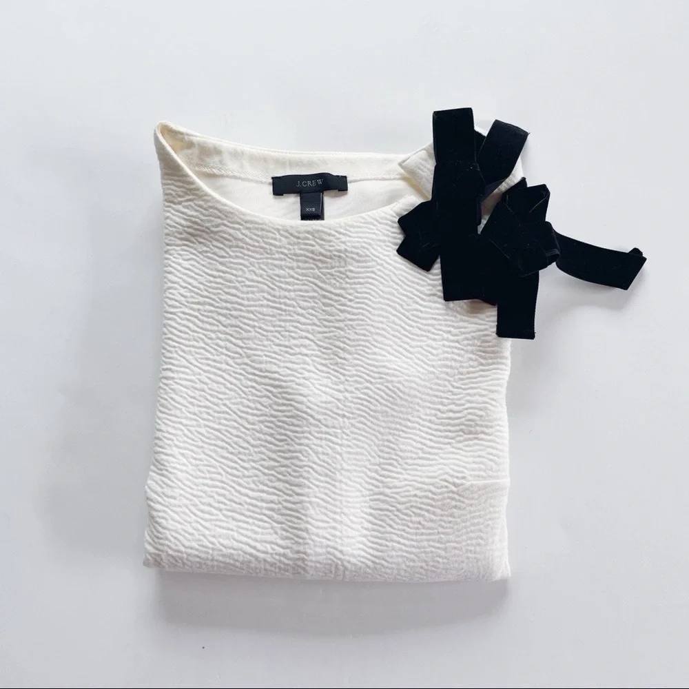 J.Crew Cream Textured Sweater with Black Accent